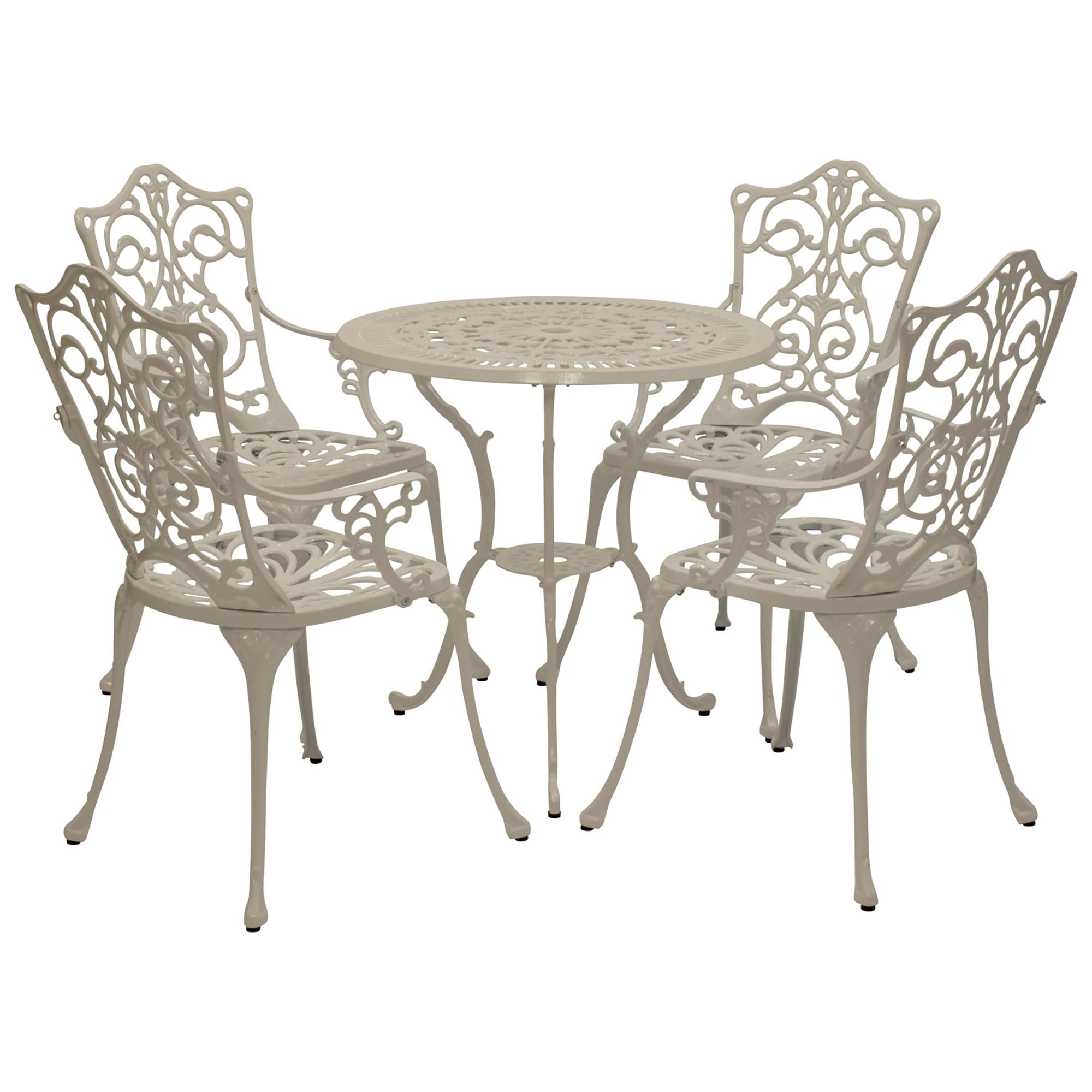 BISTROSET Boulder - Jugendstil - 5-teilig, Aluguss antik weiß - Weiß, Metall - TPFGarden
