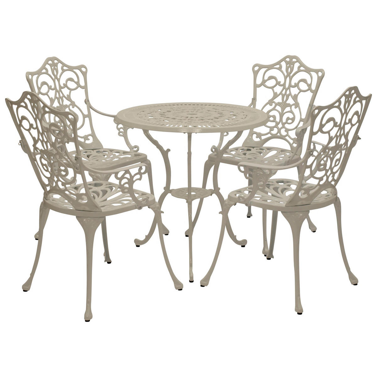 BISTROSET Boulder - Jugendstil - 5-teilig, Aluguss antik weiß - Weiß, Metall - TPFGarden