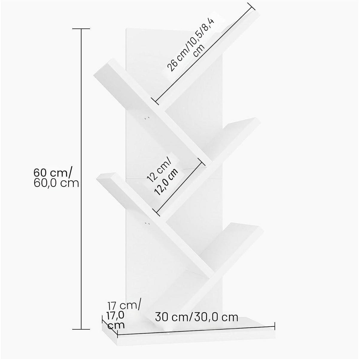 BÜCHERREGAL Baumform 4 Ebenen Weiß 60 cm - Weiß, Holzwerkstoff (17/60/30cm)