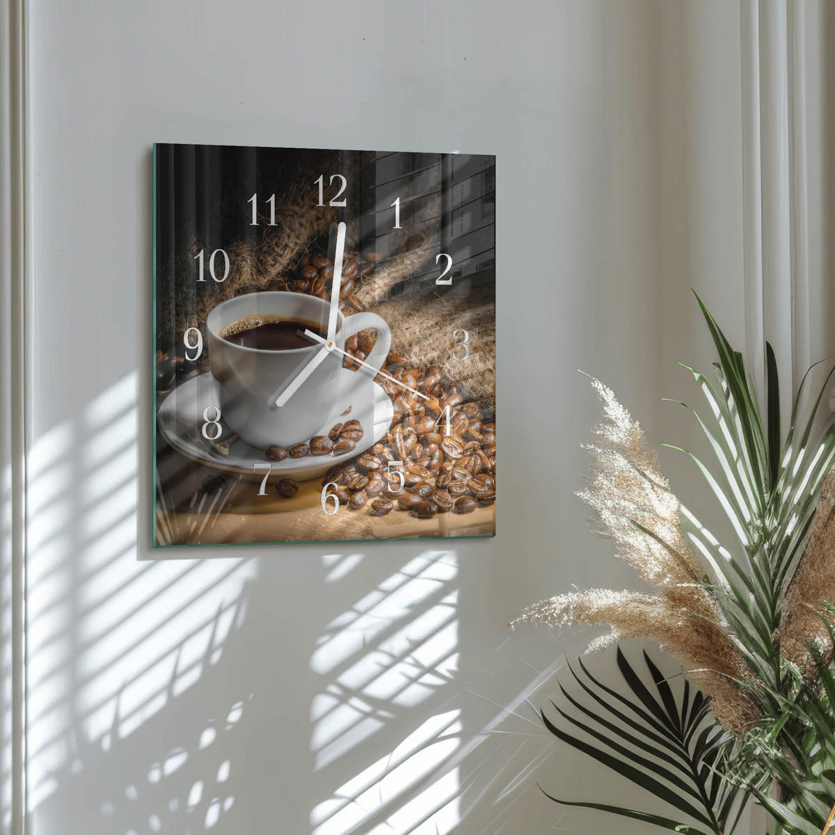 WANDUHR 30x30 cm - Kaffee - Braun, Glas (30/30/0.4cm) - TULUP