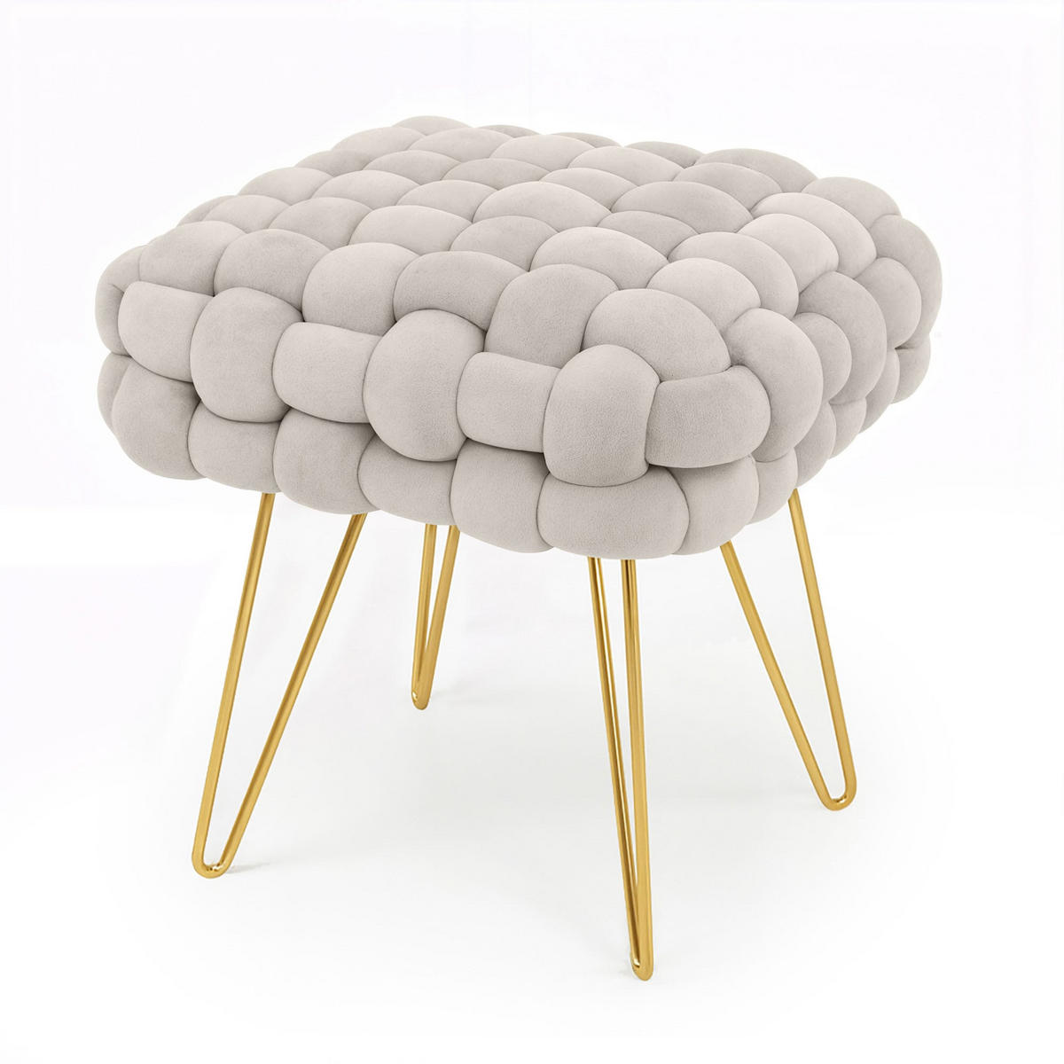 POLSTERHOCKER mit Stahlbeinen Creme 38/42/38 - Creme, Textil (38/42/38cm) - RAUMHIRSCH FURNITURE