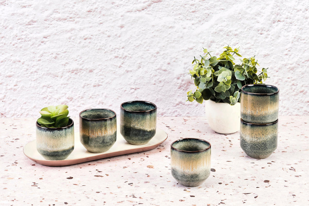 BECHER Genesis 150ml - 6er-Set - Erde - Grau, Keramik (0.15L) - Björn