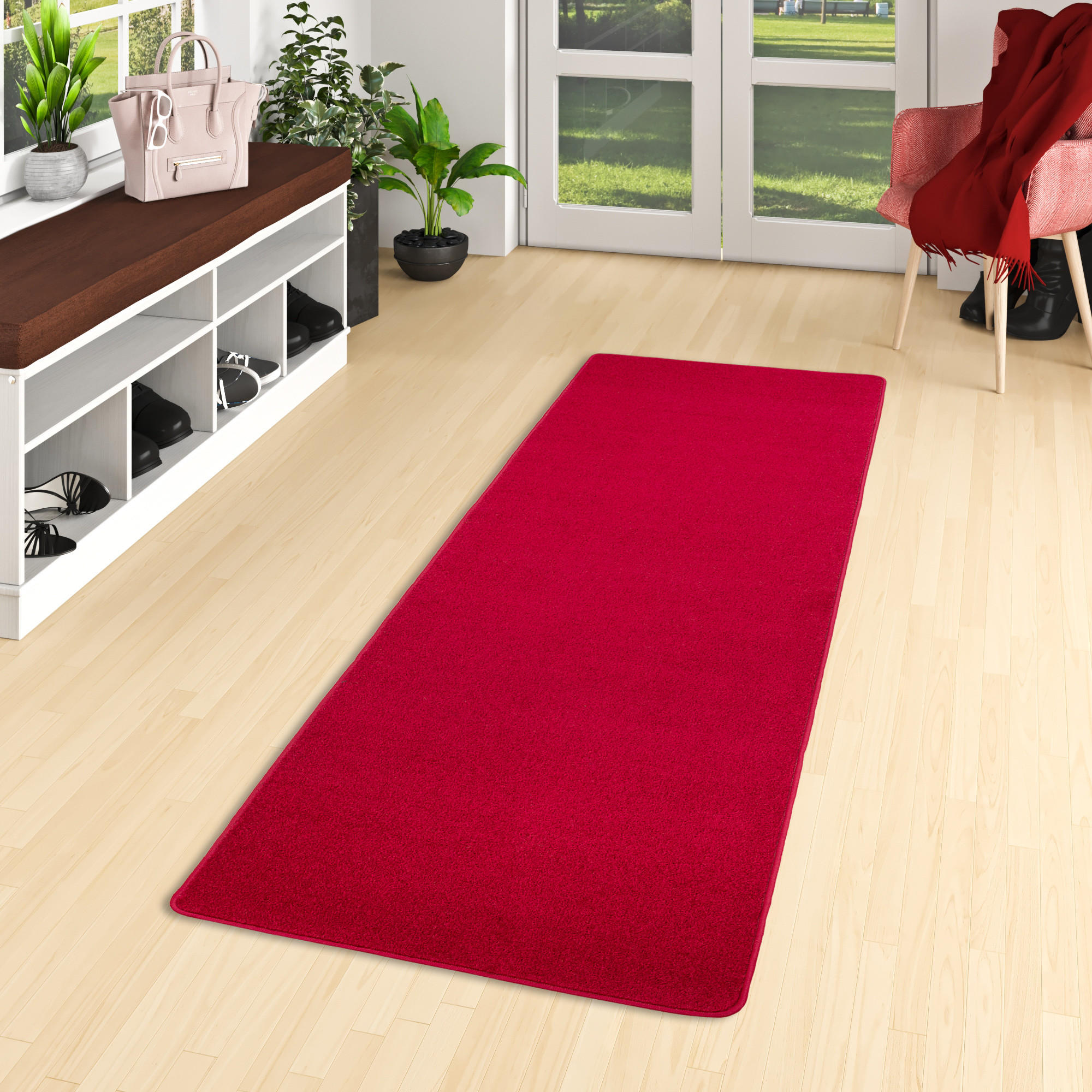 TREND VELOURS LÄUFER TEPPICH JOY - Rot, Textil (80/320cm) - Snapstyle