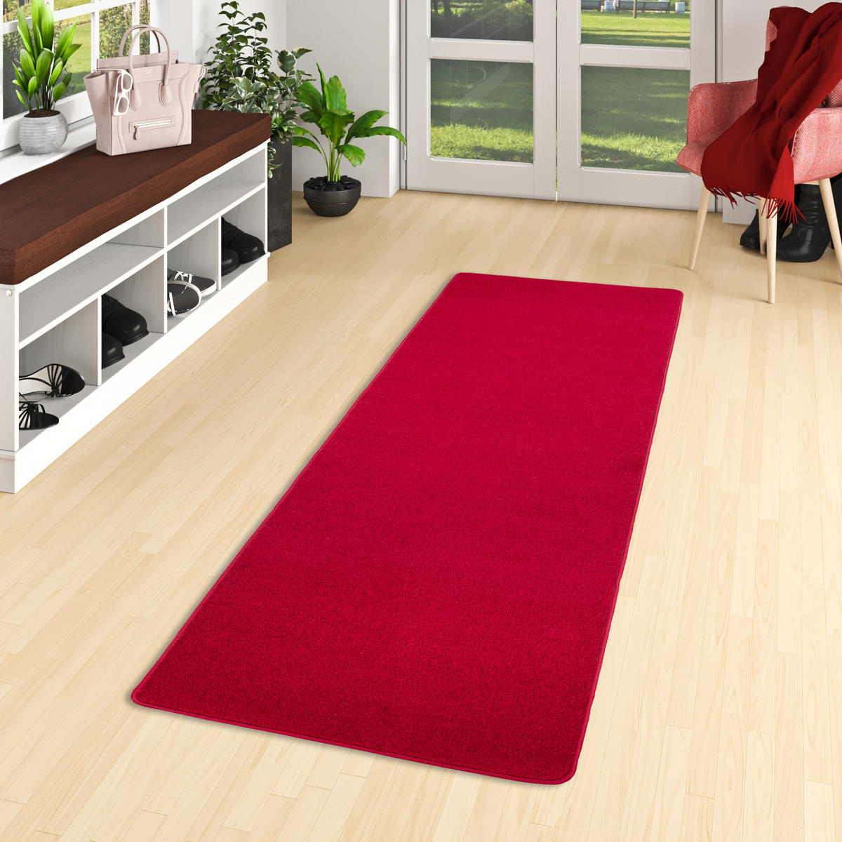 TREND VELOURS LÄUFER TEPPICH JOY - Rot, Textil (100/300cm) - Snapstyle