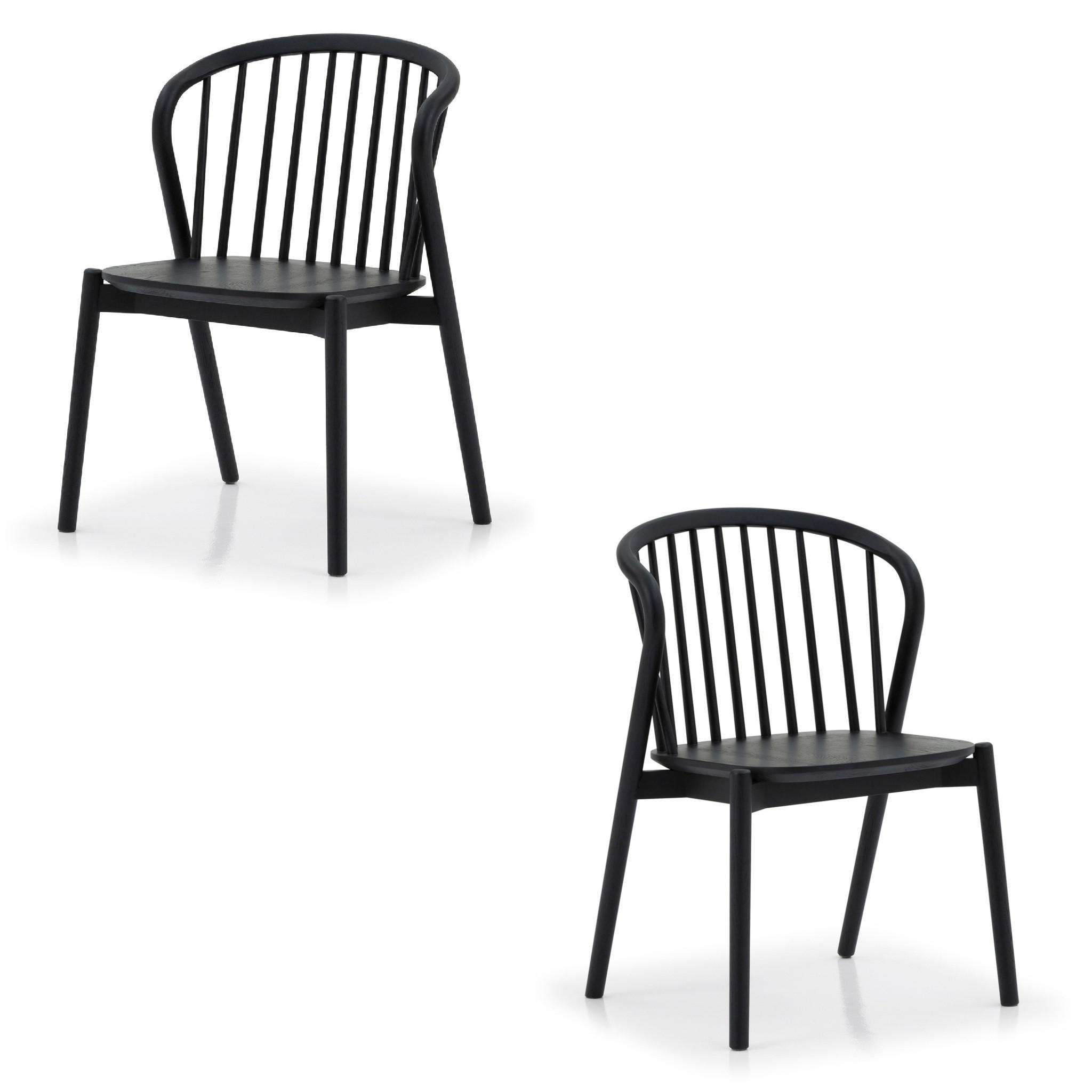ESSZIMMERSTUHL Saga 2er Set, Schwarze Eiche - Schwarz, Holz (54/80/54cm) - WOODEK