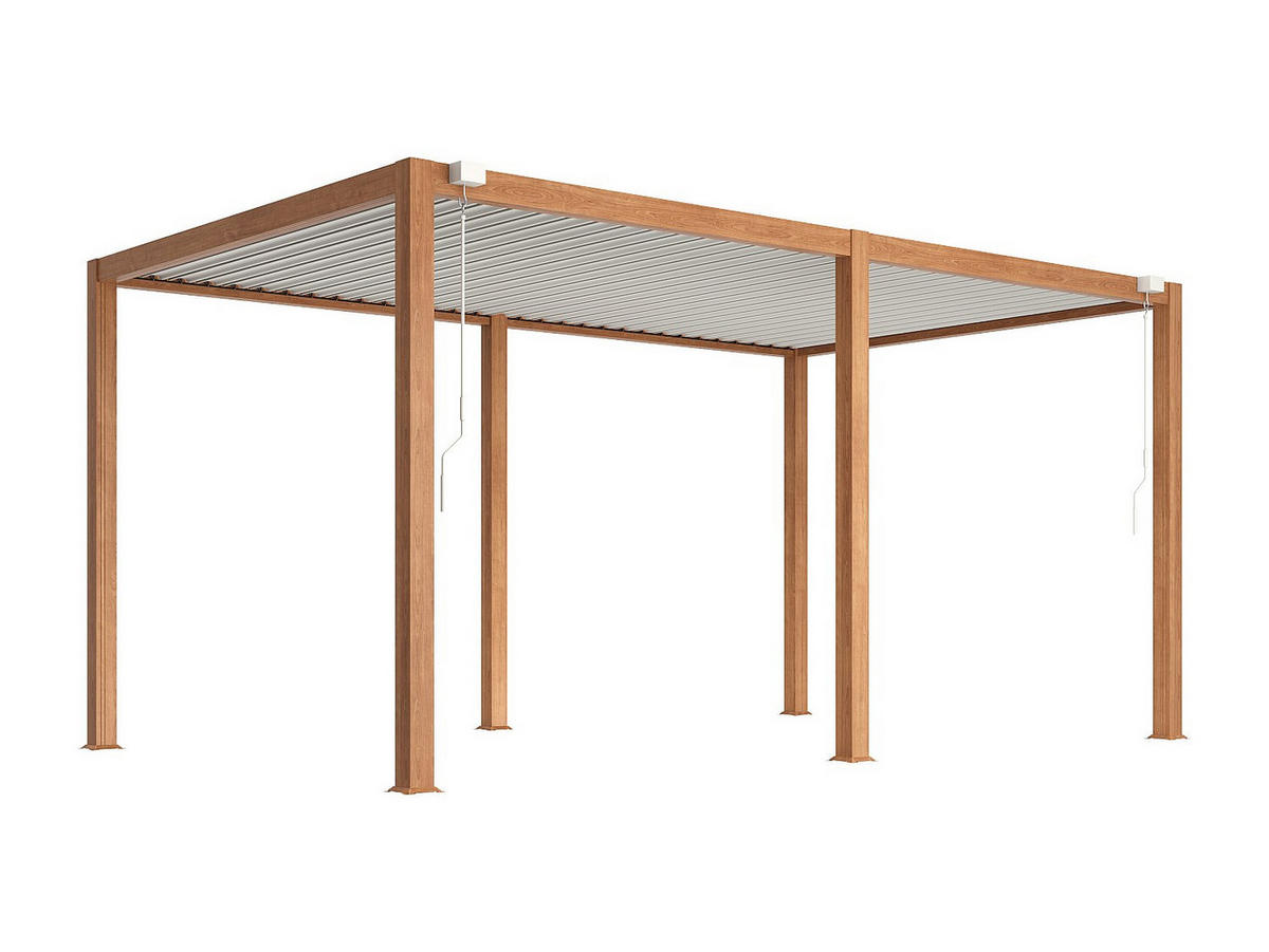 SELBSTTRAGENDE Pergola - 500cm x 300cm - Aluminium - naturfarben dunkel - AMALFI - Naturfarben, Metall (500/250/300cm) - Vente-Unique