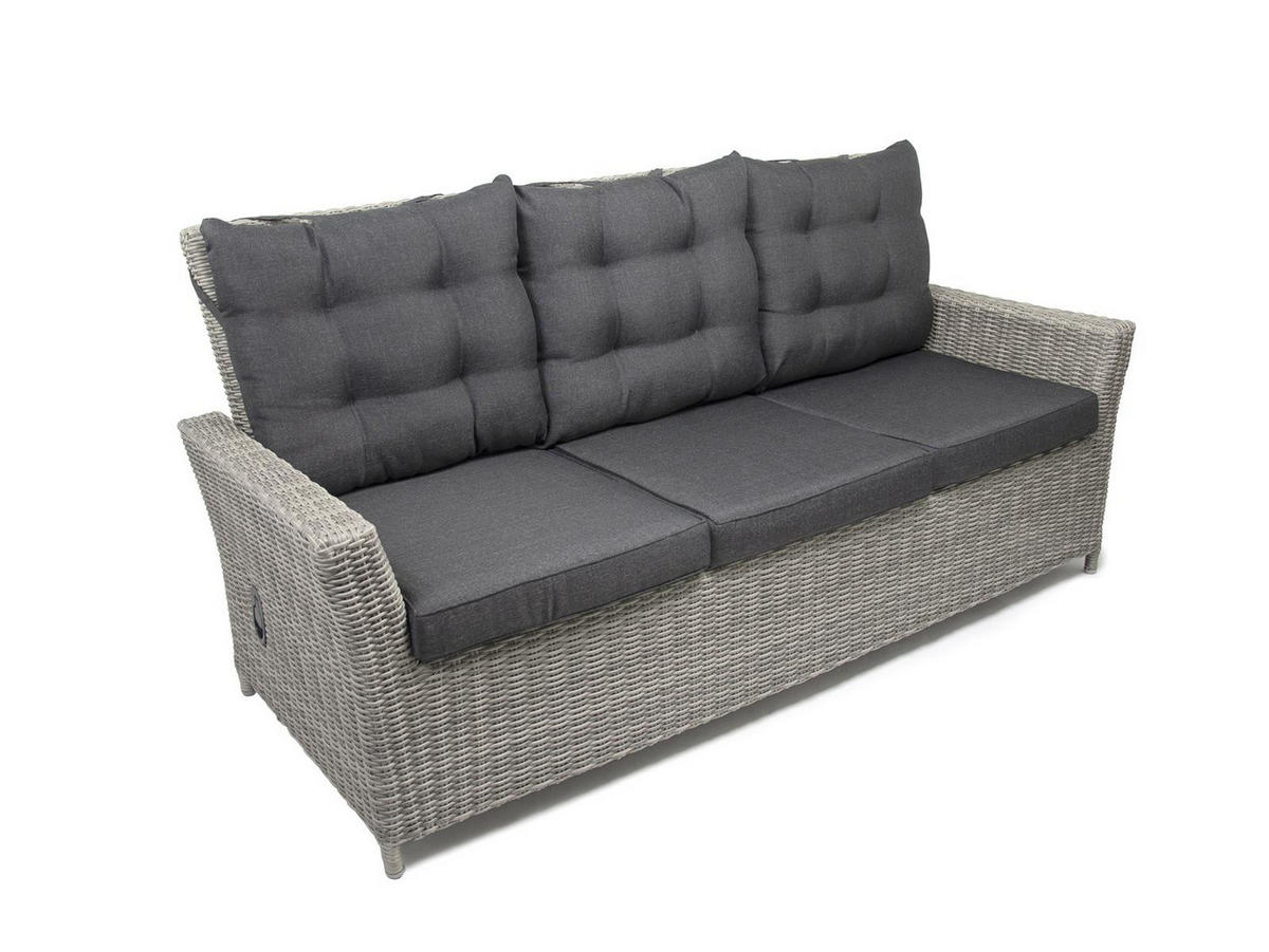 GARTEN-SITZGRUPPE Asti Grau Polyrattan für 7 Personen - Grau, Naturmaterialien - Green Spirit