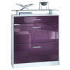 SCHUHSCHRANK Loret Front in Brombeer Hochglanz - Brombeere, Holzwerkstoff (89/104/23cm) - Vladon