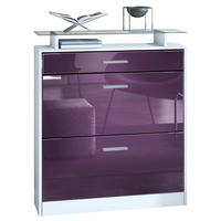 SCHUHSCHRANK Loret Front in Brombeer Hochglanz - Brombeere, Holzwerkstoff (89/104/23cm) - Vladon