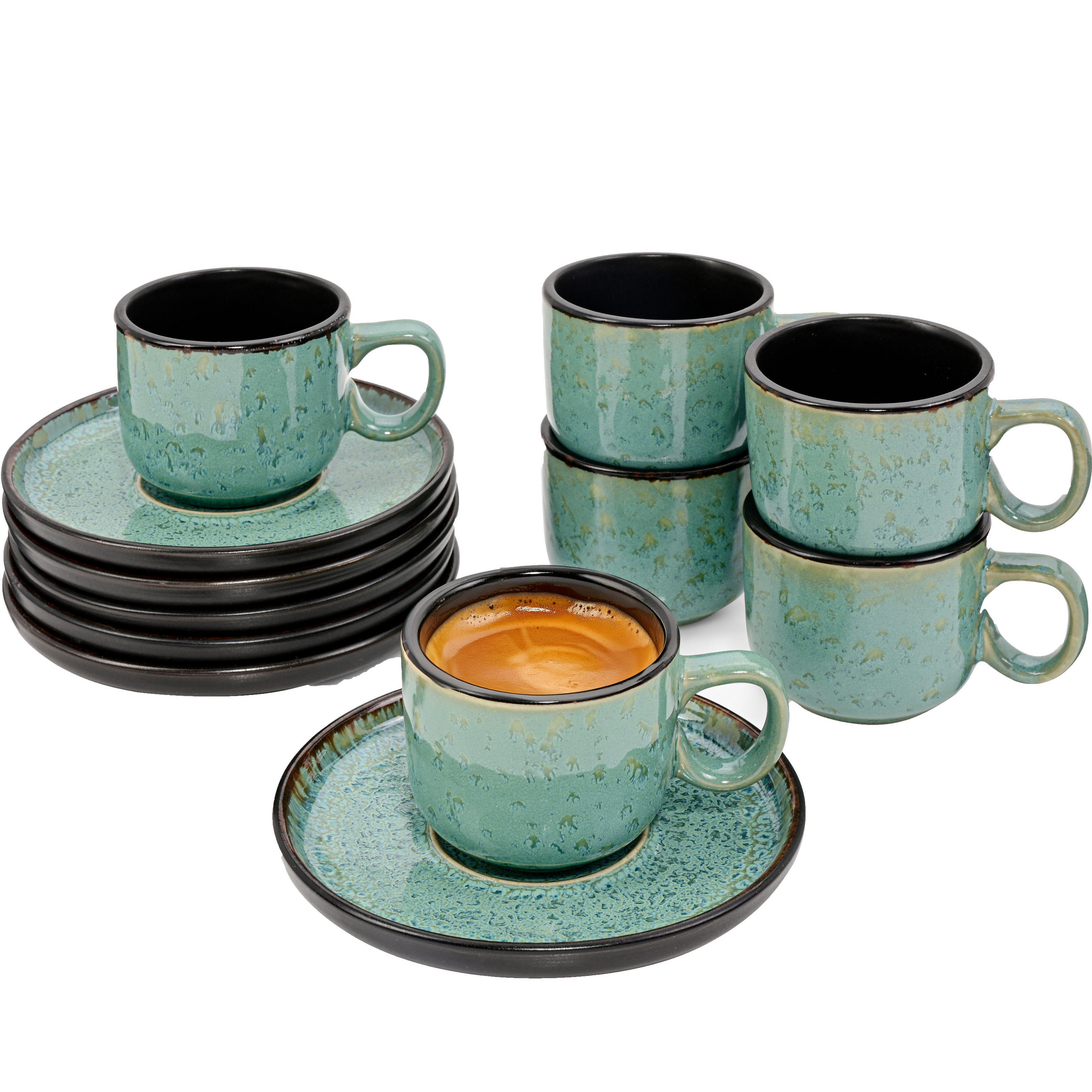 ESPRESSOTASSEN SET FIJI - 12 teilig aus Steingut - Grün, Keramik (0.08L) - Sänger