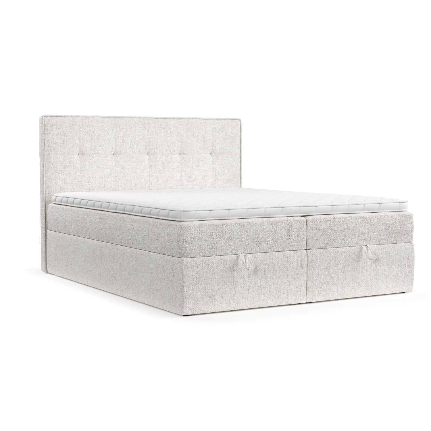 BOXBETT Tivra 200/200 cm Creme im Neve Stoff - Creme/Schwarz, Holz/Holzwerkstoff (200/200cm) - AltaBeds