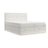 BOXBETT Tivra 200/200 cm Creme im Neve Stoff - Creme/Schwarz, Holz/Holzwerkstoff (200/200cm) - AltaBeds