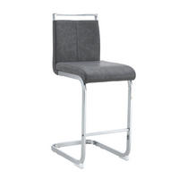 BARHOCKER 2er-Set 96,5 cm PU-Leder Dark Gray Silver - Grau, Metall (46.5/96.5/38.9cm) - Meubliv
