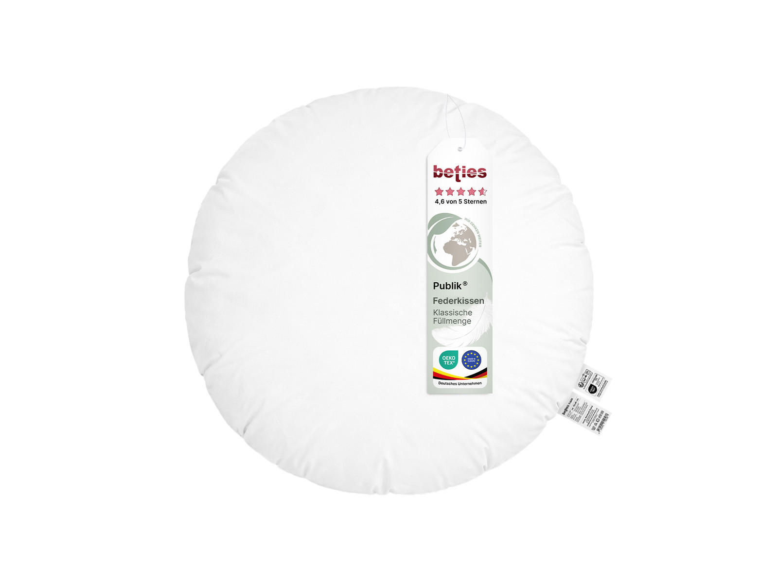 FEDERKISSEN Publik rund 60 cm Ø - Creme, Textil (60/60cm) - beties Heimtextil