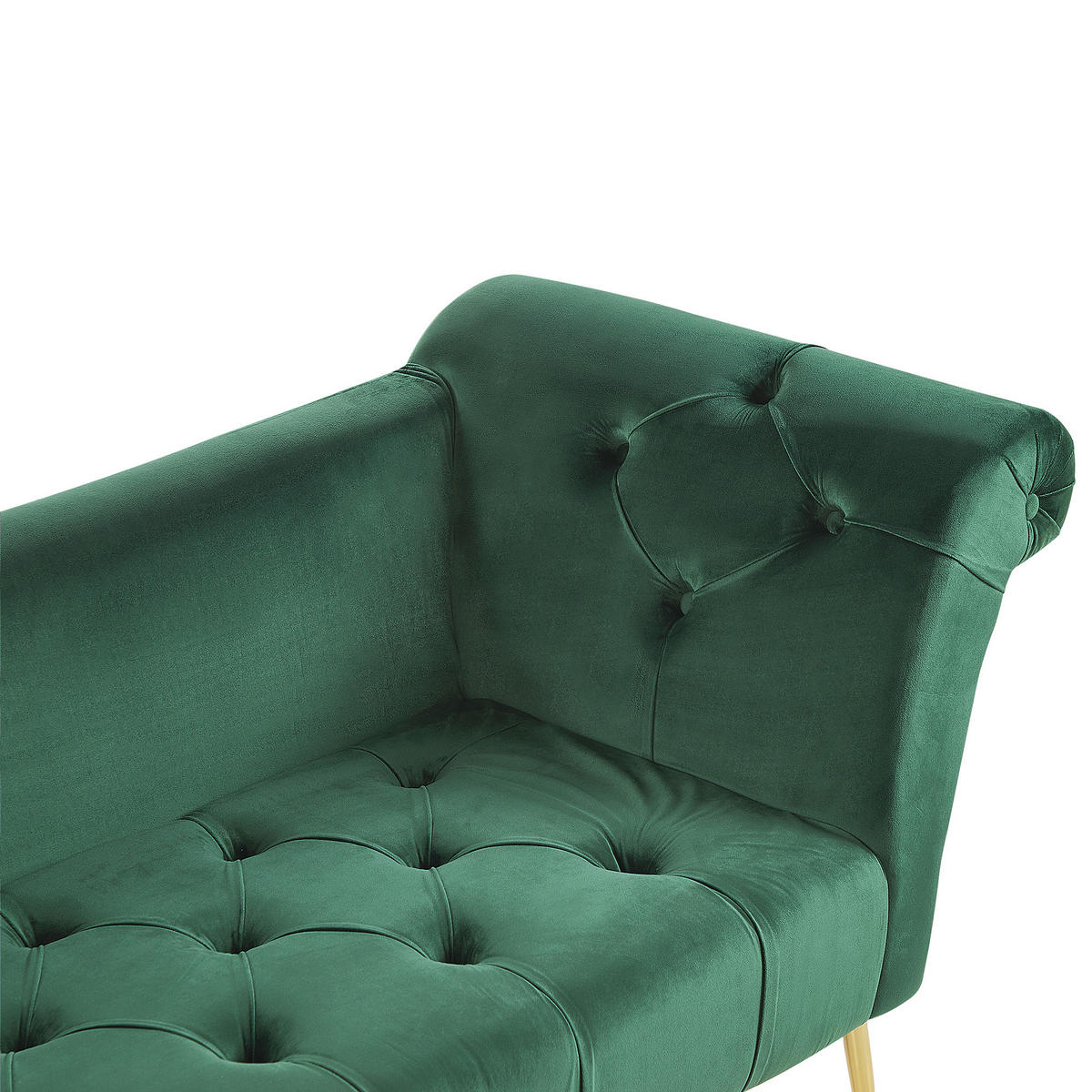 CHAISELONGUE Samtstoff dunkelgrün/gold Nantilly - Goldfarben/Grün, Textil (175/76/70cm) - Beliani