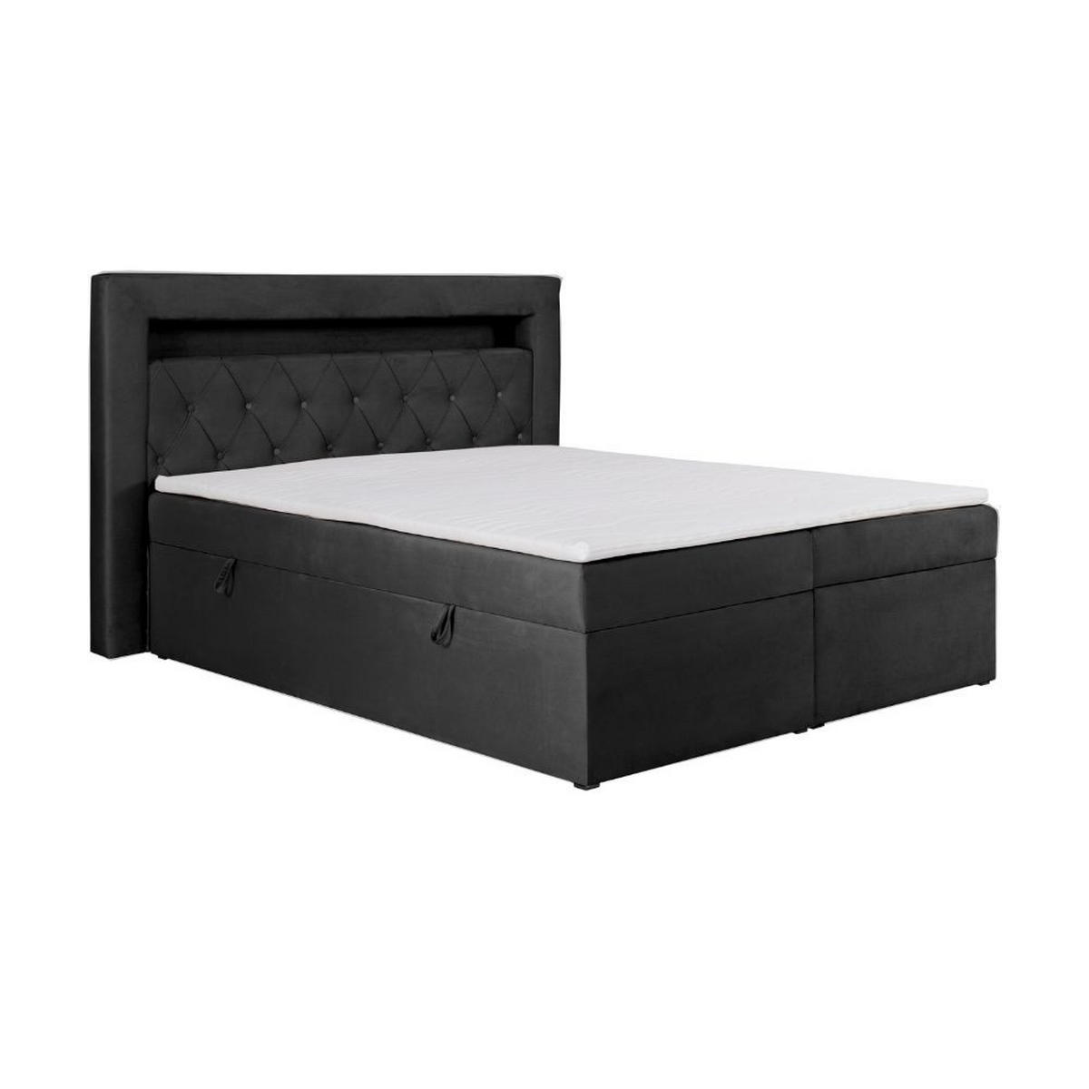 BOXBETT Lui Gold mit Bonnelmatratze, Topper, LED-Beleuchtung, 120x200, Dunkelgrau - Dunkelgrau, Holzwerkstoff/Kunststoff (120/200cm) - AN-Moebel 4u