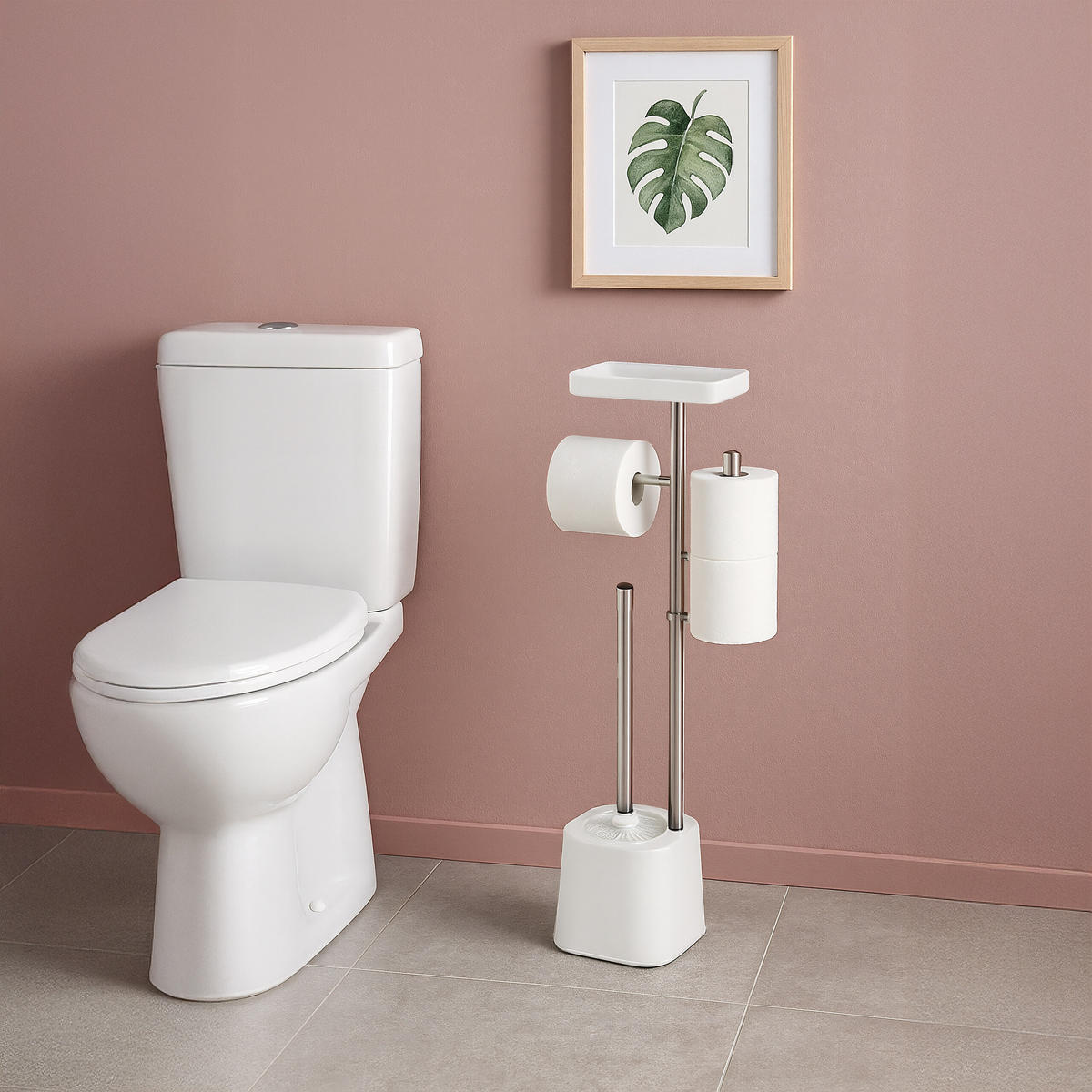 WC-GARNITUR - Multicolor, Kunststoff/Metall (29/65.5/11cm) - Relaxdays