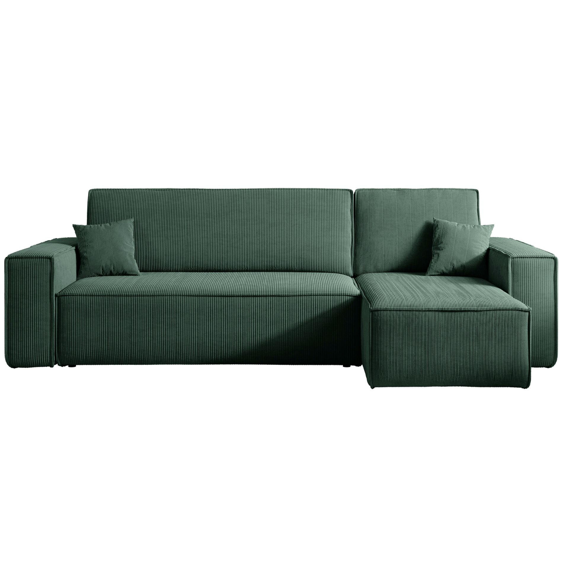 ECKSOFA Scarlo Dunkelgrün Cordbezug - Dunkelgrün/Schwarz, Kunststoff/Textil (244/145cm) - Selsey