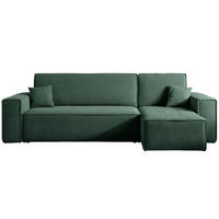 ECKSOFA Scarlo Dunkelgrün Cordbezug - Dunkelgrün/Schwarz, Kunststoff/Textil (244/145cm) - Selsey