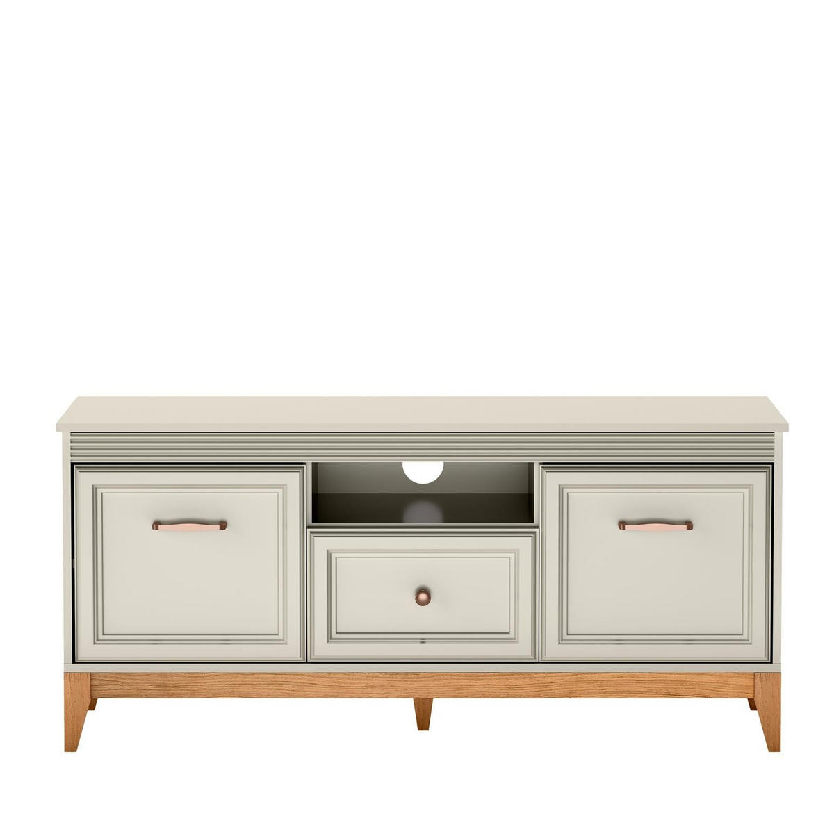 RTV-SCHRANK Windsor Kaschmir, Dreitüriger TV-Tisch mit Schublade - Kaschmir, Holzwerkstoff (136/62/41cm) - Bettso