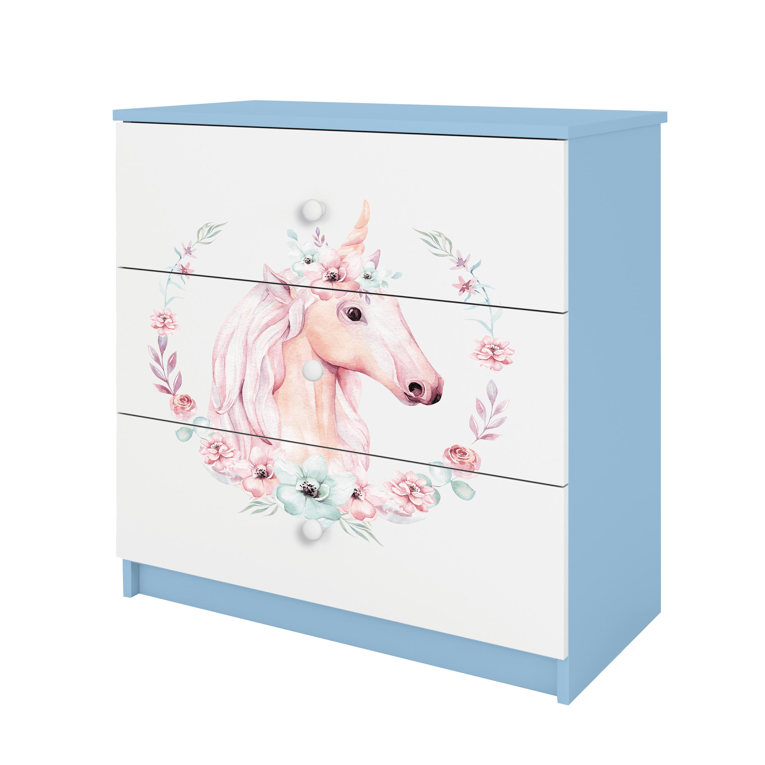 KOMMODE Babydreams Pferd 81/81/41 - Blau, Holzwerkstoff (81/81/41cm) - RAUMHIRSCH FURNITURE