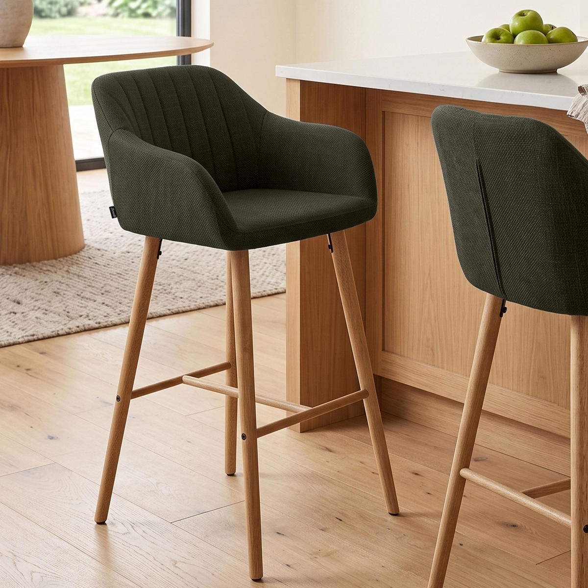 BARHOCKER Stoff Grün - Eukalyptusholzfarben/Grün, Textil (54/105/60cm) - CLP