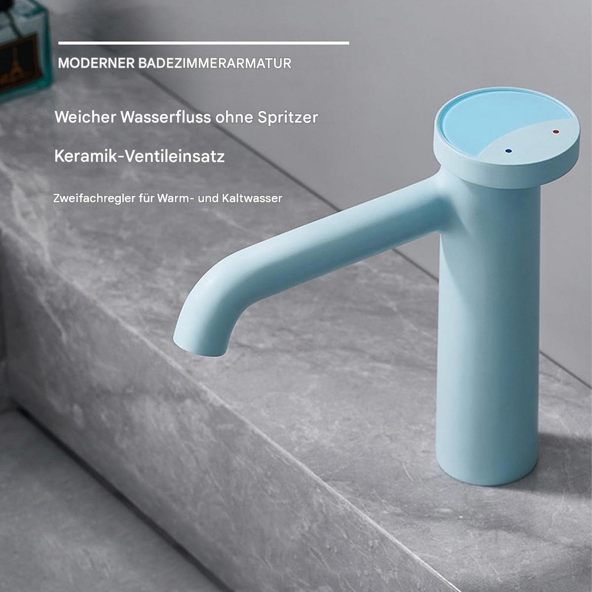 BADEZIMMERARMATUR, 17,3 x 14 cm, blau - Blau, Metall (25/10/20cm) - Vallsero