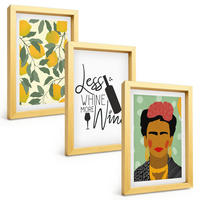 BILDER SET 3er Set - 20x30 cm Goldrahmen - Zitronenweinporträt von Frida - Goldfarben, Kunststoff (20/30cm) - TULUP