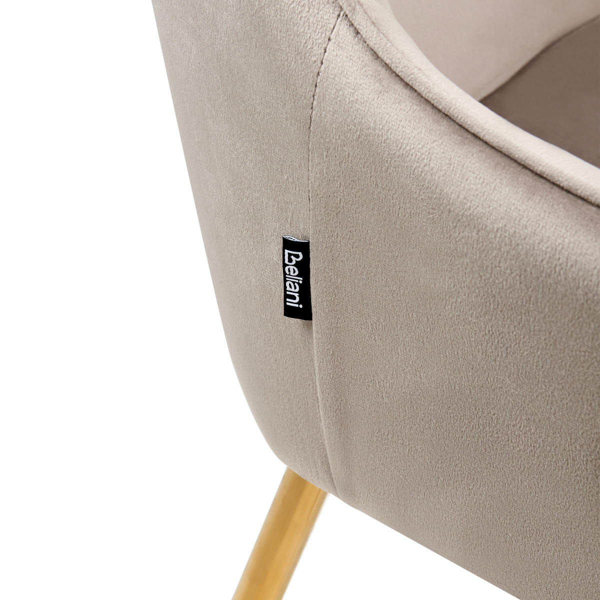 ESSZIMMERSTUHL 2er-Set Samtstoff Beige Loverna - Beige, Textil (54/87/63cm) - Beliani