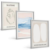 BILDER SET 3er Set - 40x60 cm Silberner Rahmen - Matisses abstrakte Formen - Silberfarben, Kunststoff (40/60cm) - TULUP