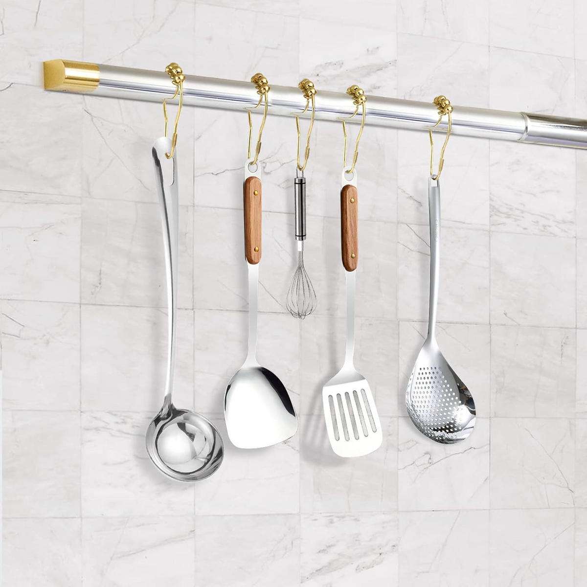 DUSCHVORHANGRINGE Edelstahl verchromt goldfarben - Gelb, Metall (70/40cm) - MCBOSON