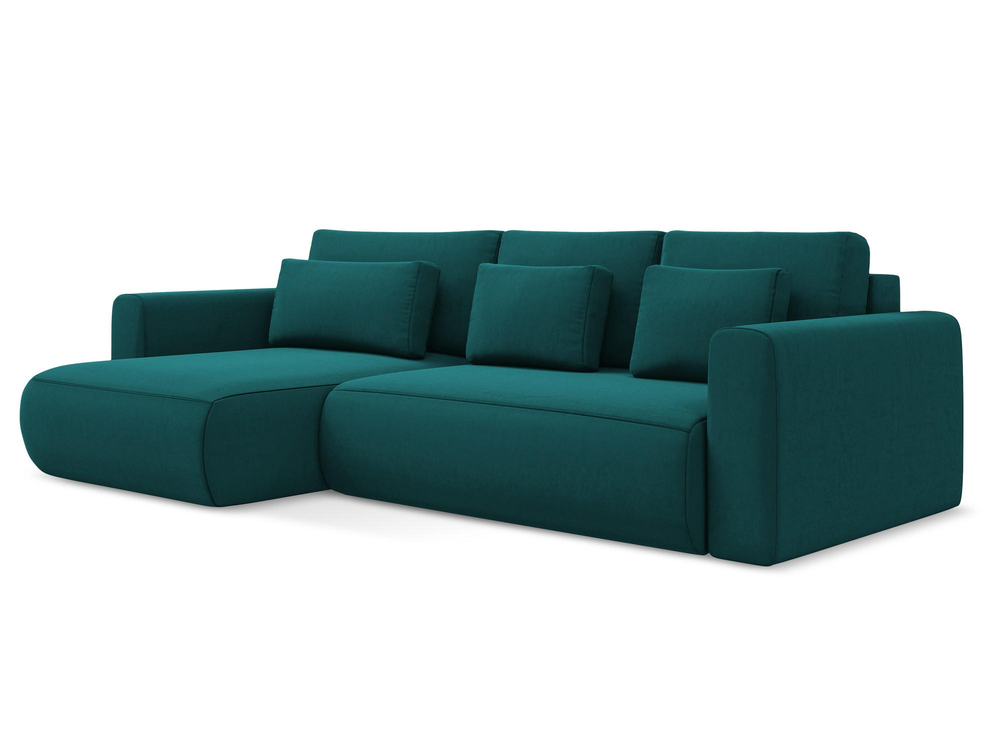 ECKSOFA mit Schlaffunktion Samt Stoff Blau - Blau/Petrol, Kunststoff/Textil (149/278cm) - Makamii