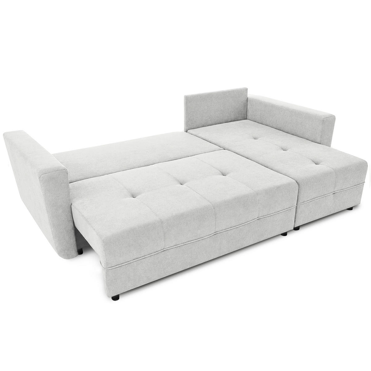 ECKSCHLAFSOFA Verona mit Bettkasten und universeller Ottomane 240 cm, Hellbeige - Beige, Textil (240/148cm) - Beautysofa