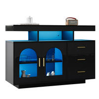SIDEBOARD aus Spanplatte 120x40x80 cm Schwarz mit Hochglanzfronten, LED-Beleuchtung und Stauraum - Schwarz, Holzwerkstoff (120/80/40cm) - IVMEU