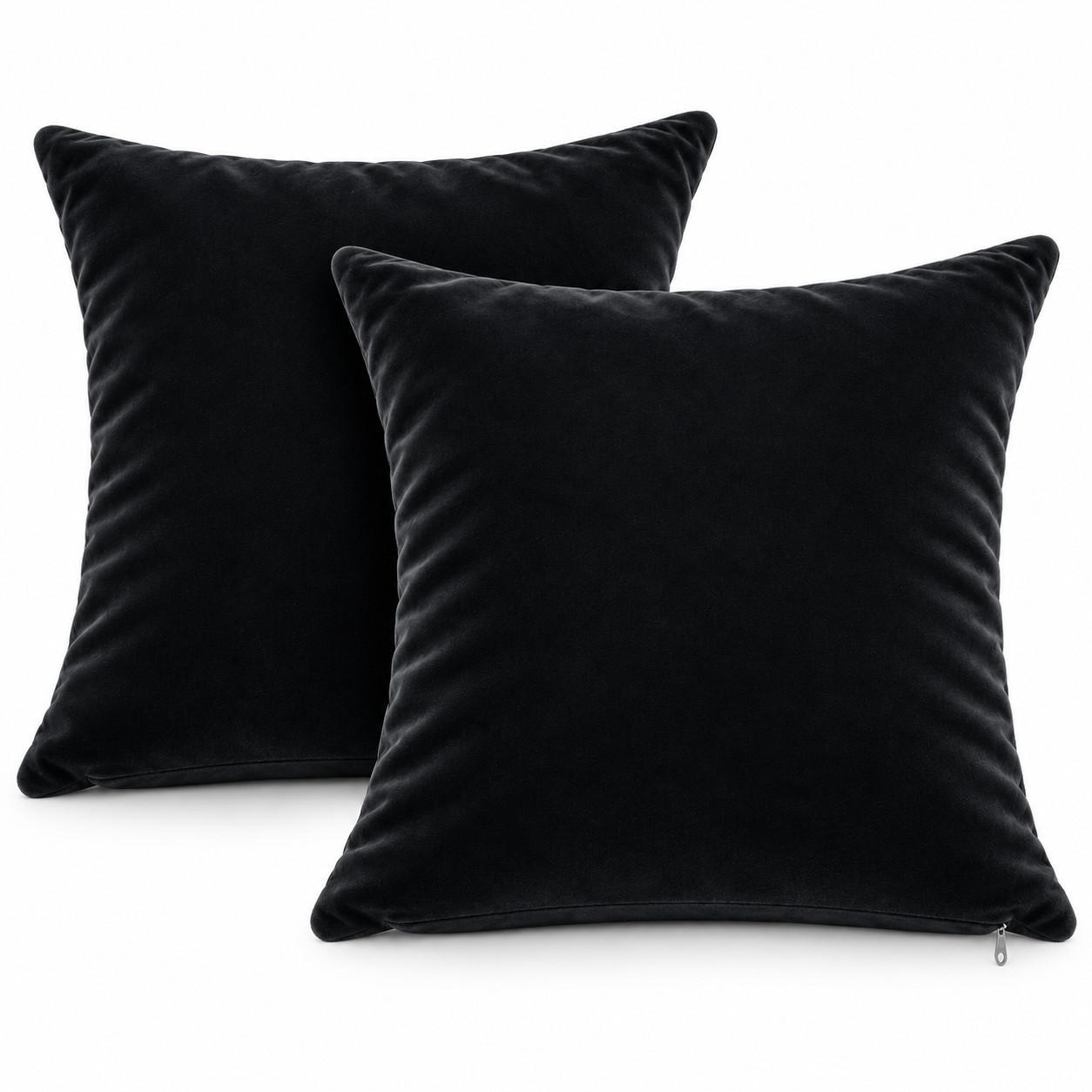 KISSENBEZUG 2er Set Schwarz 40x40 Samt weich - Schwarz, Textil (40/40cm) - TiborTex