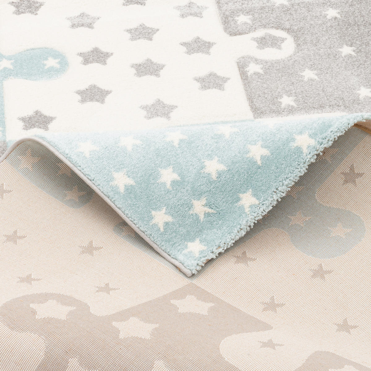 KINDER TEPPICH MAUI KIDS PUZZLE KARO - Blau, Textil (200/290cm) - Pergamon