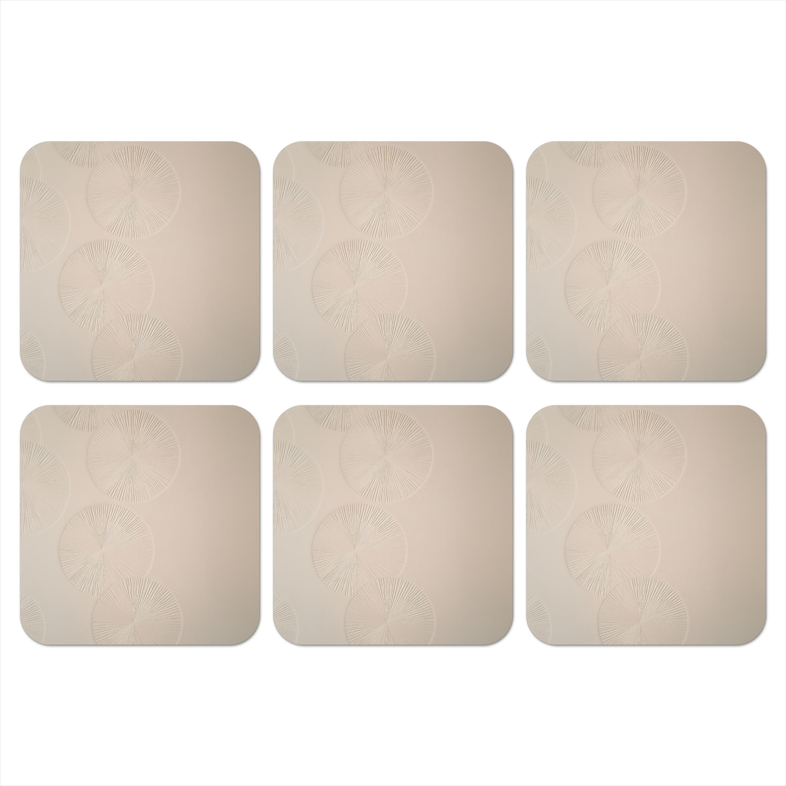 GLASUNTERSETZER 6er-Set Japandi - Beige - Modern 10x10 cm - Beige, Naturmaterialien (10/0.2cm) - MuchoWow