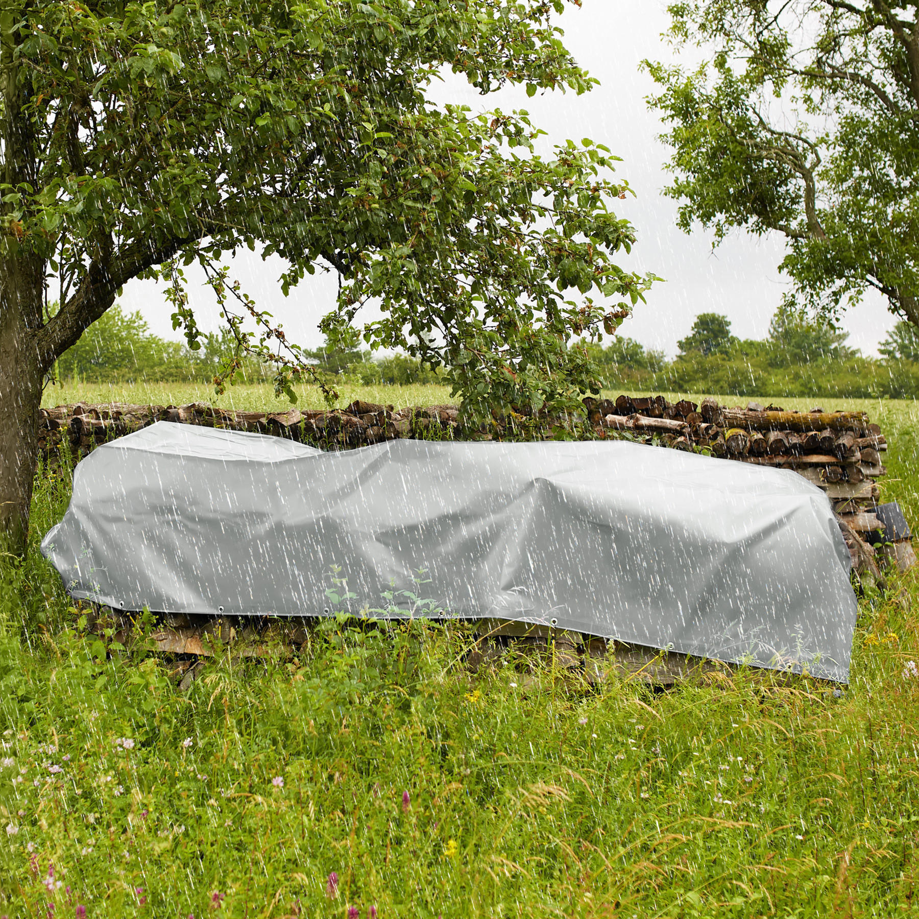 ABDECKPLANE ,abwaschbar, mit verstärkten Ecken,grau - Grau, Kunststoff (400/0.5/300cm) - tectake