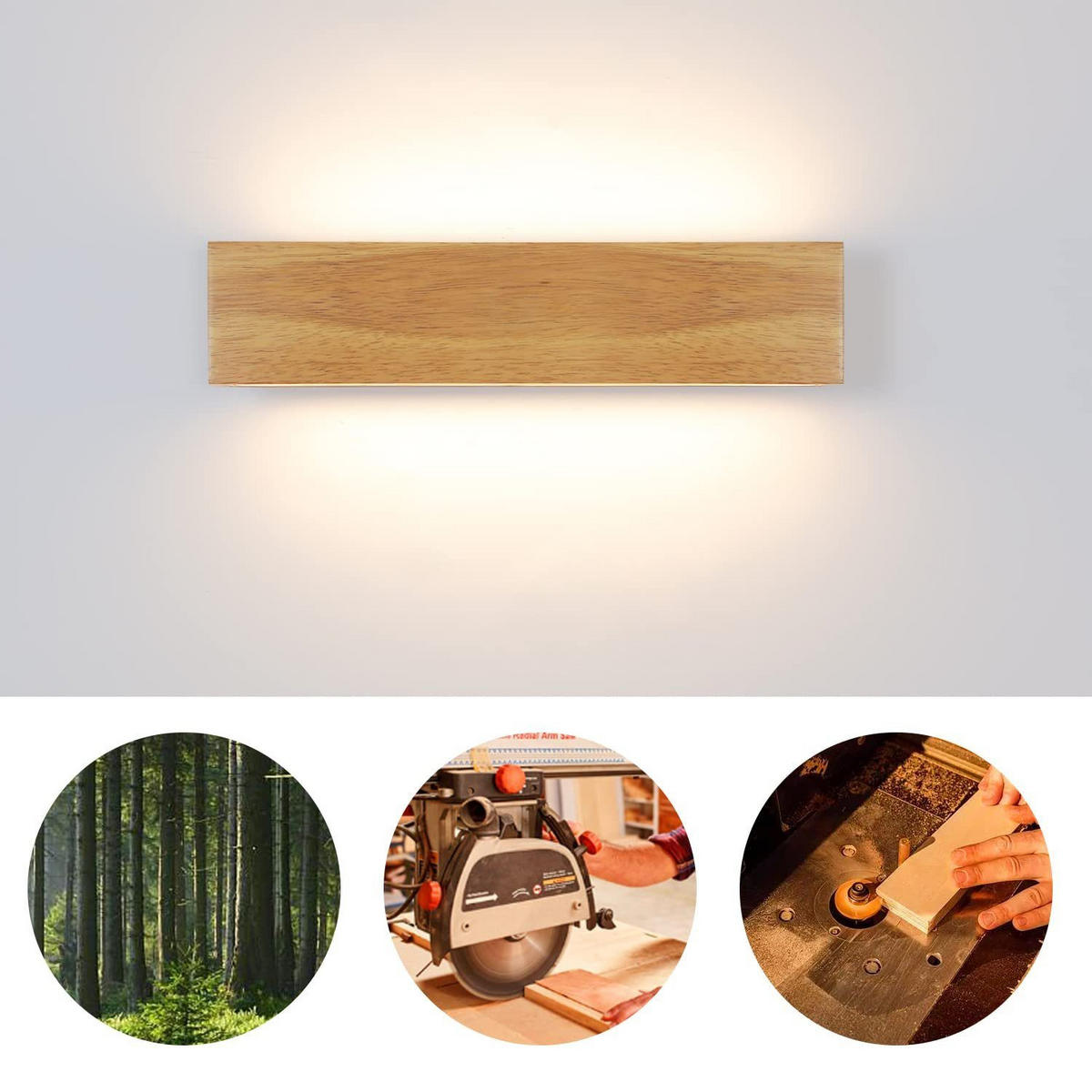 LED WANDLEUCHTE Edel - Braun, Holzwerkstoff (8/3/32cm) - Nettlife