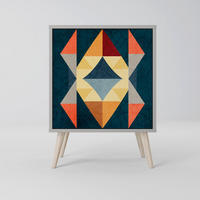 SIDEBOARD CRACKED ILLUSION, Grau, 57,5x42x77,5 cm, Schräge Buchenholzfüße - Buchefarben/Multicolor, Holzwerkstoff/Buchenholz (57.5/77.5/42cm) - SpaceRebels