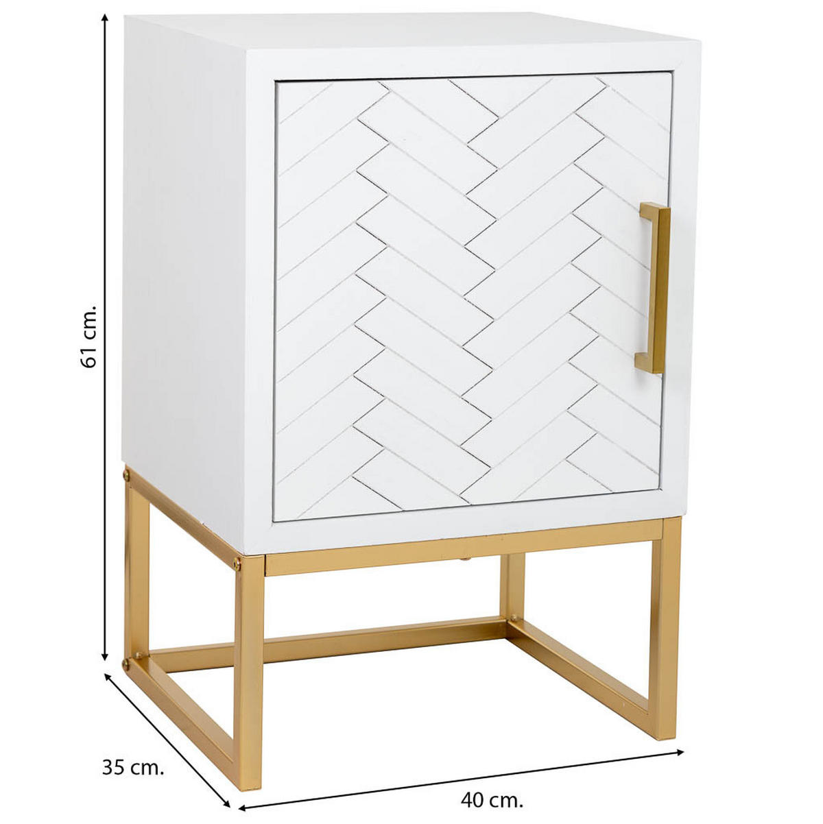 NACHTTISCH aus Metall und Holz, 40x35x61cm - Weiß, Holz (40/61/35cm) - Wanderlust