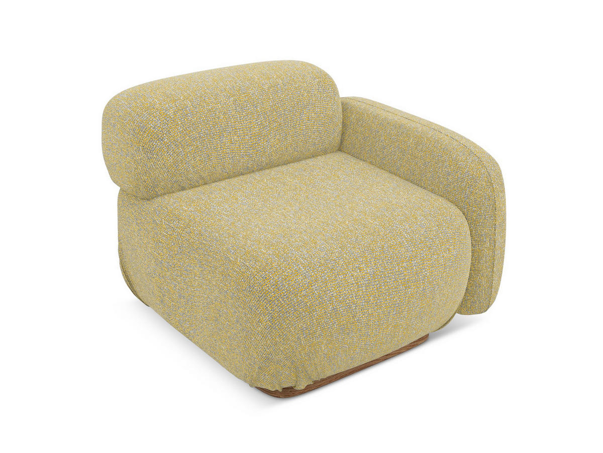 SOFAELEMENT Rechts Strukturstoff Stoff Gelb - Currygelb/Gelb, Holz/Textil (95/73/95cm) - Makamii