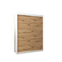 SCHWEBETÜRENSCHRANK 200/150/62 2-türig - Silberfarben/Eiche Artisan, Holz/Kunststoff (150/200/62cm) - Abiks Möbel