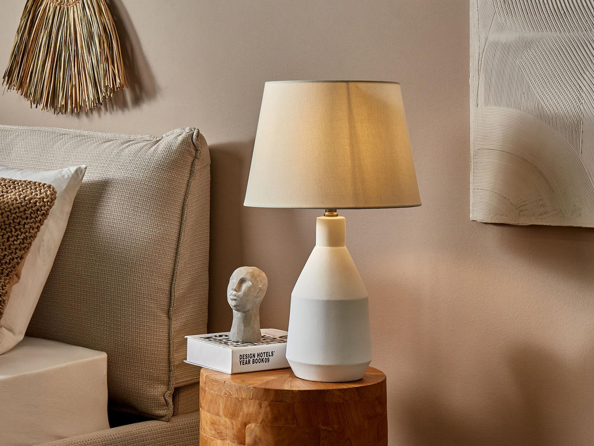 TISCHLAMPE Lambre 33/33/53 cm - Weiß, Keramik (33/33/53cm) - Beliani