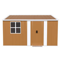 GERÄTEHAUS 360/298/194 cm Braun mit Fenstern, verschließbarer Tür und Belüftung, ohne Boden - Braun, Metall (298/194/360cm) - Oxeza
