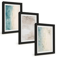 BILDER SET 3er Set - 20x30 cm Schwarzer Rahmen - Feine Aquarelltexturen - Schwarz, Kunststoff (20/30cm) - TULUP