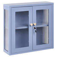 WANDSCHRANK 60 cm Metall Blau Harlyn - Blau, Metall (60/57/18cm) - Beliani