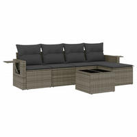 GARTEN-SOFAGARNITUR 6-TLG. Mit Kissen Grau Poly Rattan - Grau, Kunststoff - vidaXL