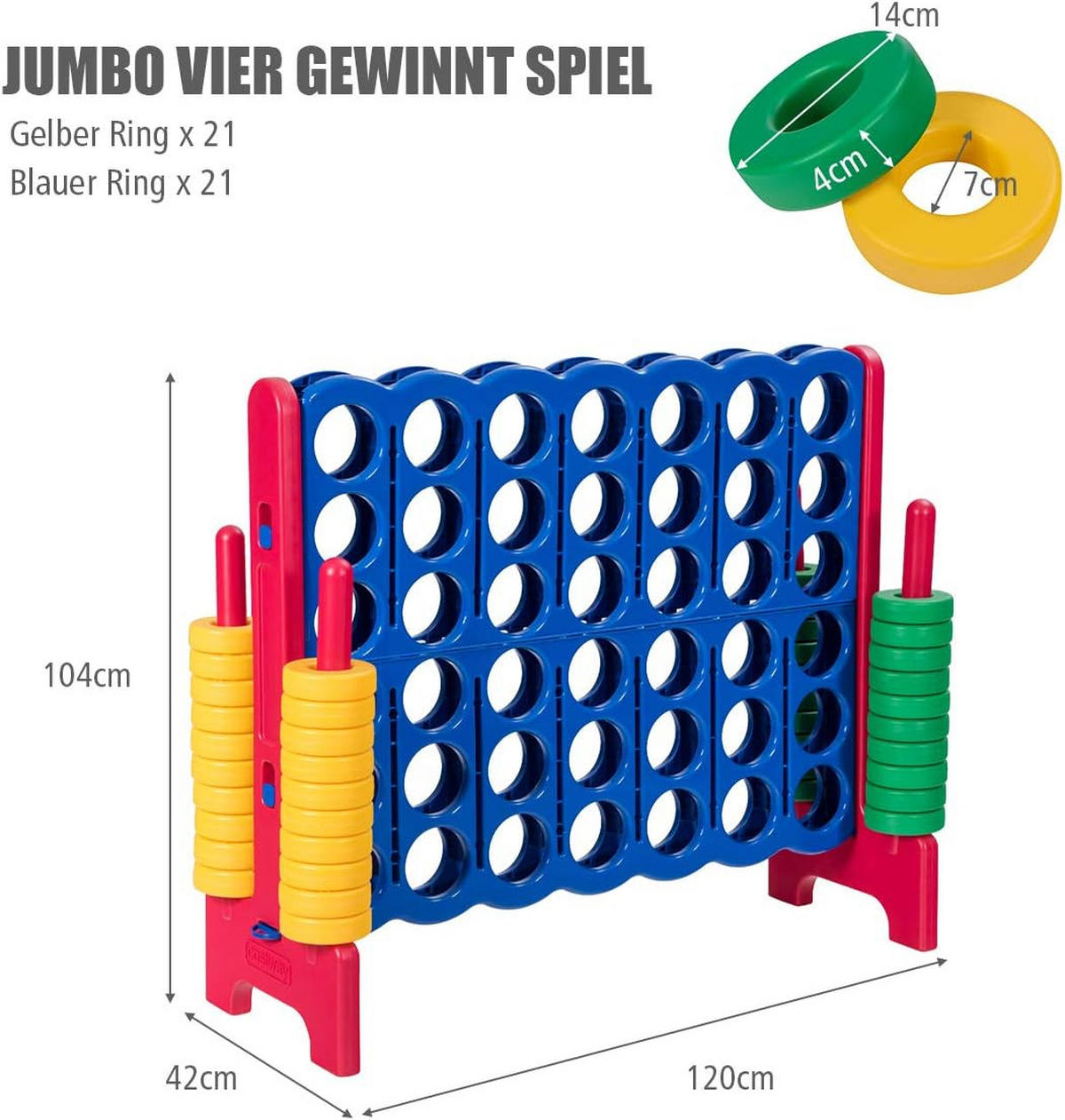 SPIELBRETTSÄTZE Vier-Gewinnt Multicolor - Multicolor, Kunststoff (42/120cm) - COSTWAY