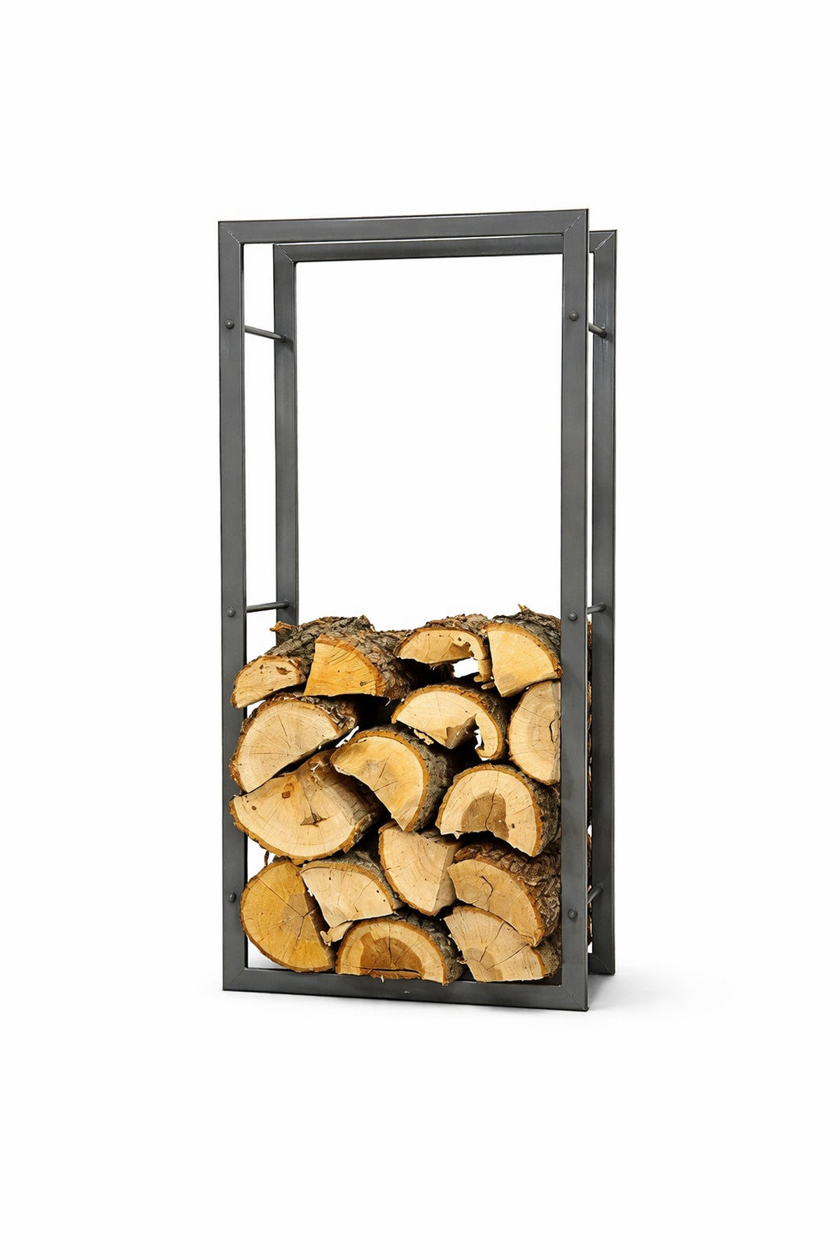 KAMINHOLZREGAL Kaminholzständer 100cm Grau Holzkorb Kaminholzhalter Regal - Grau, Metall (44/100/20cm) - DanDiBo